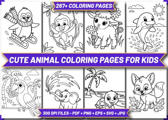 267 Cute Animal Coloring Pages Graphics