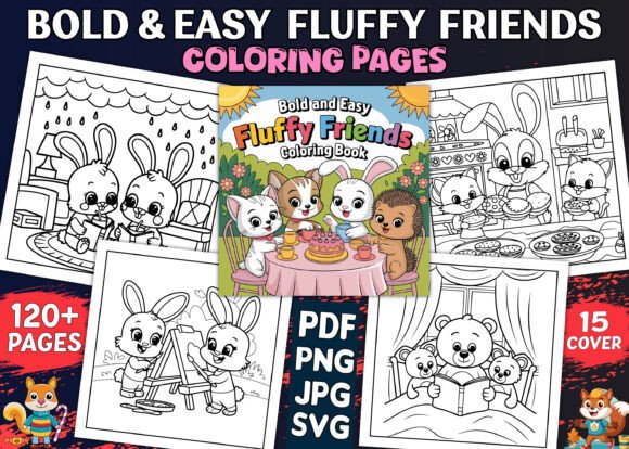 Bold Easy Fluffy Friends Coloring Pages Graphics