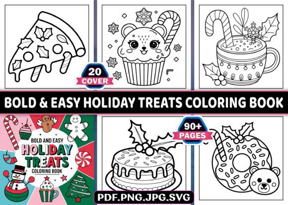 Bold Easy Holiday Treats Coloring Pages Graphics