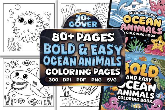 Bold Easy Ocean Animals Coloring Pages Graphics
