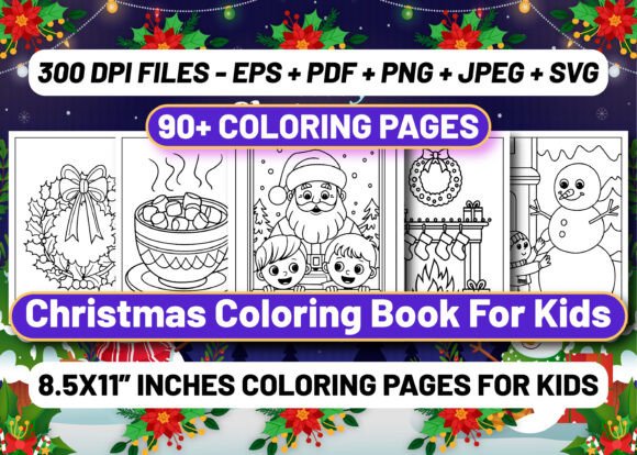 Christmas Coloring Book for Kids KDP Graphics