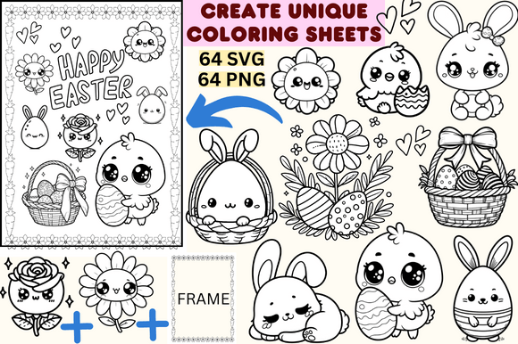 Easter Cliparts Black and White SVG PNG: Graphics for Scene Generators