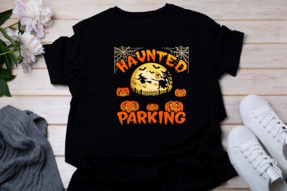 Haunted Parking Halloween Graphics & T-Shirt Designs