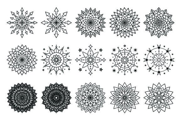 Mandala Flower Coloring Pages Graphics Bundle